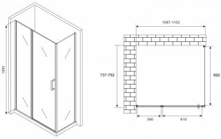 Душевой уголок ABBER Sonnenstrand AG04110S-S75 110x75см хром